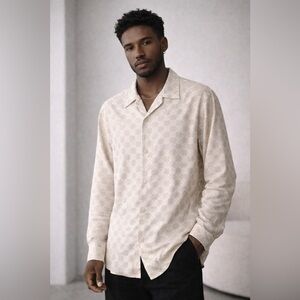 Sandro Paris Men’s Geometric Print Button-Up Shirt – Medium